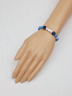 Handmade Clay Bead Smiley Face FYI  Bracelet